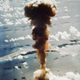 Mushroom cloud from an atomic bomb detonated at Bikini Atoll in the Pacific, 1946.